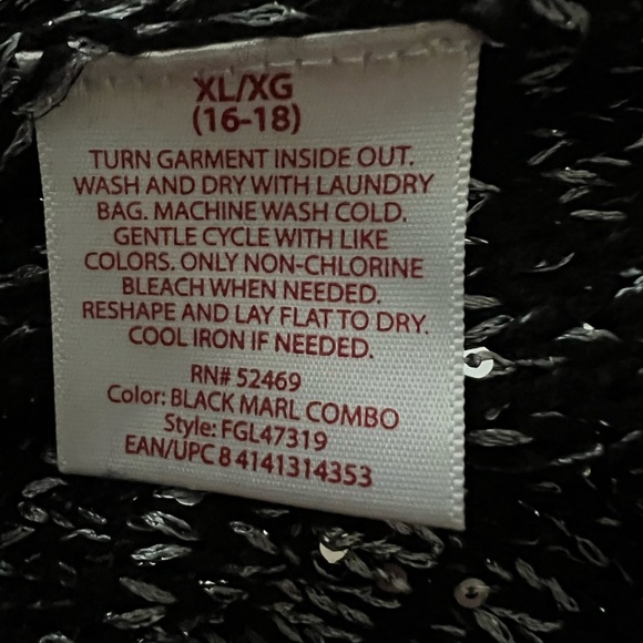 Faded Glory women’s long sleeve black and gray sequin top silk bottom hem XL - Picture 8 of 8